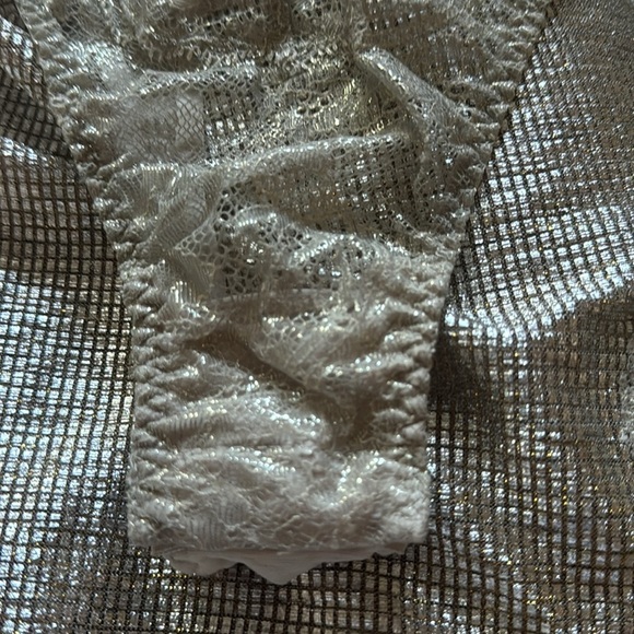 Victoria’s Secret chantilly lace metallic crossed over front Jumpsuit Sz M - Picture 6 of 7